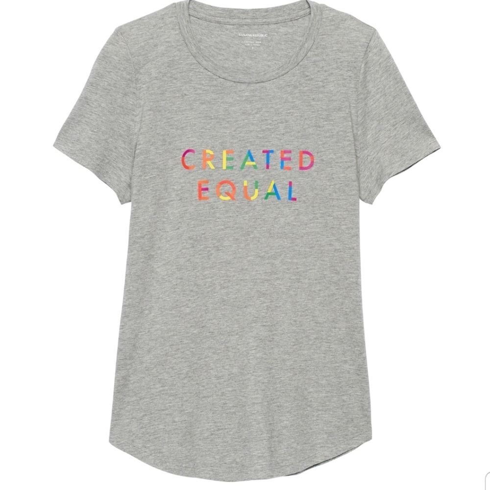 Banana Republic Pride "Created Equal" T-shirt Grey Short Sleeve Gray
